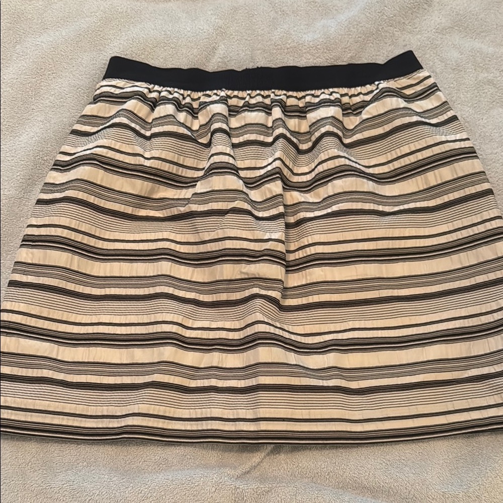 LOFT Black and Cream Striped Mini Skirt